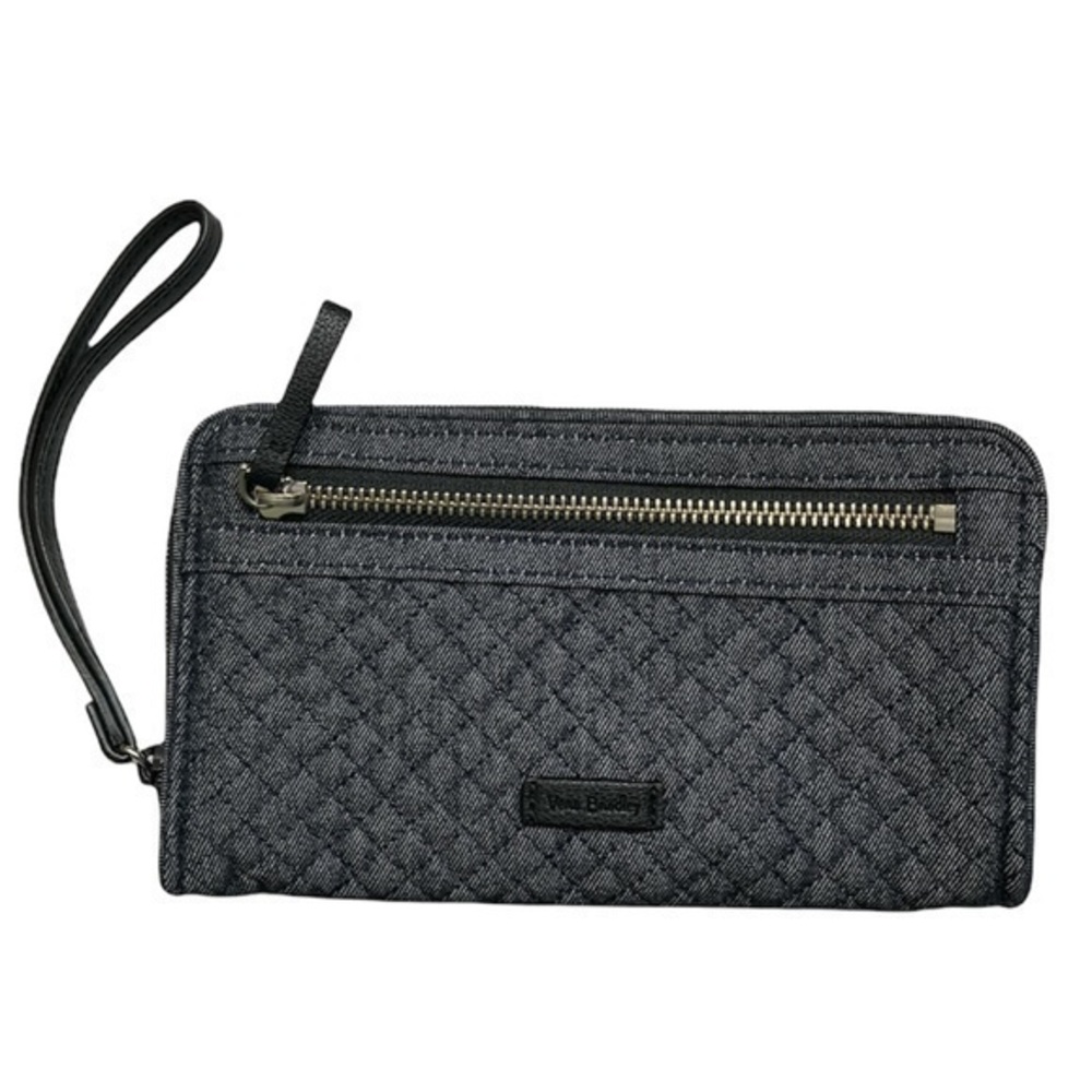 Vera Bradley dark denim zipper quilted wristet wallet